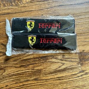 Ferrari Black Seat Belt Covers with Red and Yellow Logo